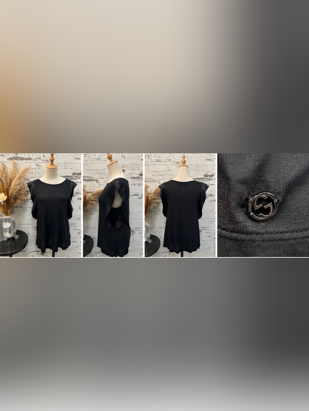 Gucci Vintage 2010’s Authentic Black Asymmetrical Ruffle Sleeve Dress